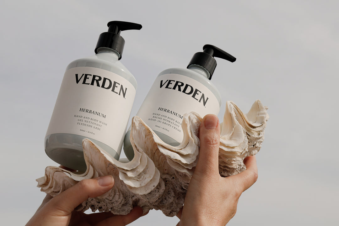 Herbanum Wash and Balm held in shell