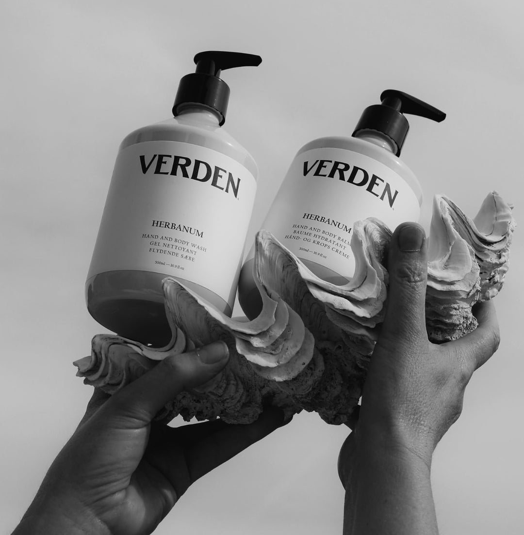 Herbanum Hand and Body Wash and Hand and Body Balm with shell